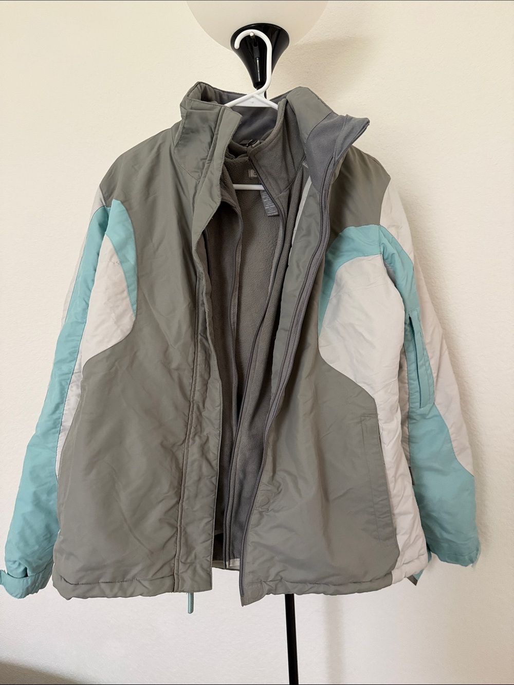 Aeropostale Gray Jacket with Mint and White Panels